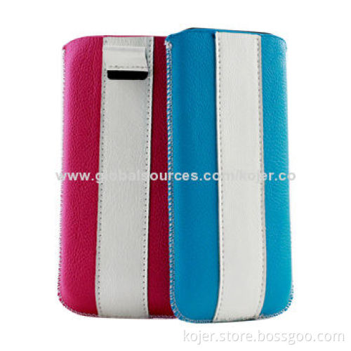 Mobile Phone Pouches with Retractable Pull-tab, Various Colors Available